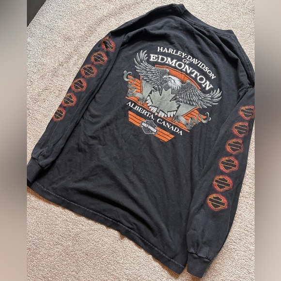 Vintage Y2K 2007 Harley Davidson Long Sleeve T Shirt Edmonton Size Large - Picture 3 of 9